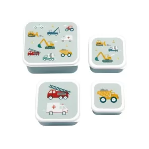 set 4 cajas snack vehículos