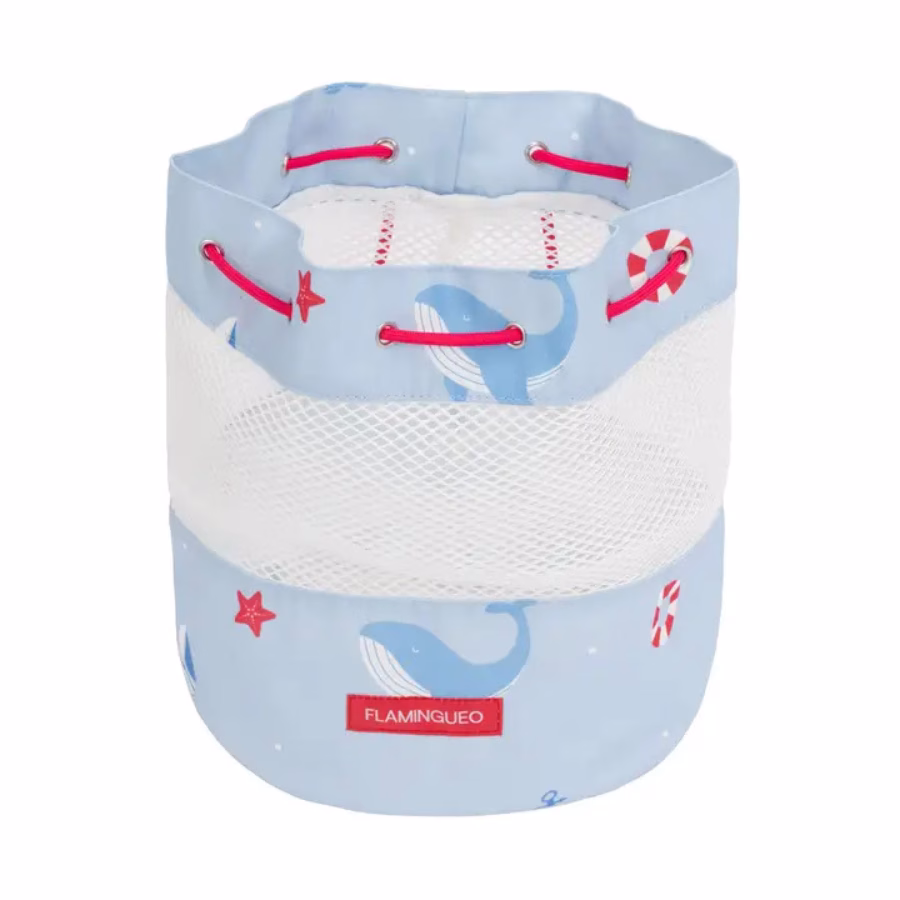 mochila para juguetes de playa niño azul